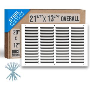Fits 20x12 Duct Opening | Steel Return Air Grille by Handua | Vent Cover Grill for Sidewall and Ceiling | White | HVAC Cold Air Intake Grille | Outer Dimensions: 21.75"W X 13.75"H