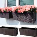 LaLaGreen Wall Planters Outdoor (20 Inch, 2 Pack) Brown Rectangular Window Flower Boxes with Brackets Self Watering System, Vertical Wall Mounted Plant Pot Container Herb Garden Balcony Indoor Decor