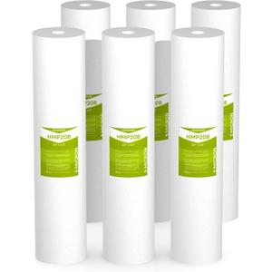 5 Micron Whole House Water Filter Cartridge, Sediment Filters for Well Water, Universal Replacement for Any 20 inch Big Housings - 20" x 4.5" Cartridges - Pack of 6