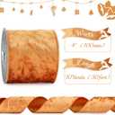 MAYREEL 4 Inch Cinnamon Crushed Velvet Ribbon Wired Extra Wide Burnt Orange Terracotta Christmas Ribbon for Autumn Fall Decorations Halloween Wreaths Tree Toppers Gift Wrapping 10 Yards