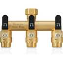 Hose Splitter 2 Way Heavy Duty, Full Flow Garden Hose Splitter with 3 Long Metal Handles, Brass Rust and Freeze Resistant Water Hose Bib Splitter