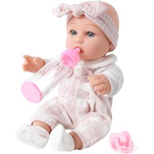 12'' Baby Doll and Clothes Accessories Playset with Feeding Bottle Pacifier First Baby Dolls for Toddlers 36 Months and Up