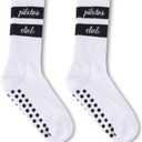 Pilates Socks for Women Non Slip Grip Socks for Yoga, Great Gift, One Size (White)