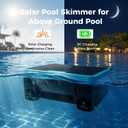 Over-Ground Robotic Pool Cleaner,Solar Powered Pool Vacuum,24H/7D Continuous Cleaning, 180-um, 3L Basket,APP Support, Pool Skimmer Robot (No APP) (Black Wheel)