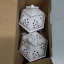 Eid Decorations, Ramadan Lantern Lights 2 Pack, Battery Operated Islamic Decorative Tabletop Lantern, Hanging Lamp with Moon Star, Eid Mubarak Decorations for Home Party Table (White)