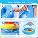 Baby Pool Float with Canopy, Inflatable Baby Swim Float with UPF50+ Sun Protection, Toddler Infant Pool Float with Toy Play Console Adjustable Safety Seat for Kids Girls Boys Aged 6-36 Months