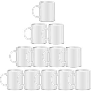 RAINBOWTIE Sublimation Mugs Blank, 11oz Sublimation Coffee mugs, White Coated Ceramic Cup, Mug Sets - Set of 9