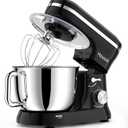 HOWORK Electric Stand Mixer, 10+p Speeds Kitchen Mixers With 6.5QT Stainless Steel Bowl, Dough Hook, Wire Whip & Beater for Most Home Cooks (Black)