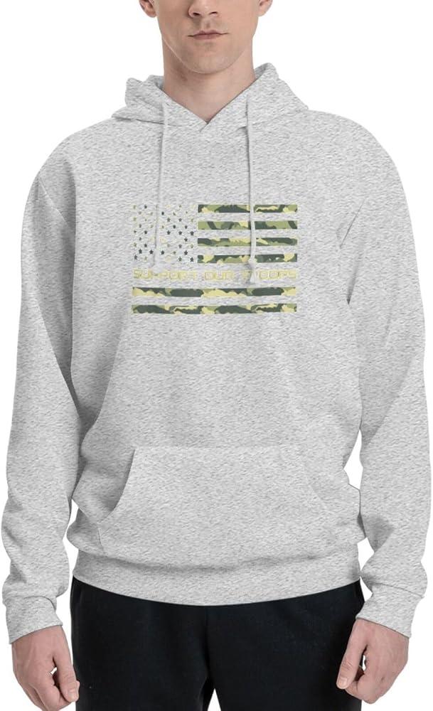 I Proudly Support Our Troops Vintage Pullover Hoodie For Men, Size M