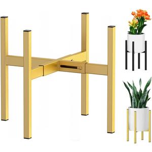 Metal Plant Stand, Adjustable Size Fits 10 12 13 14 15 16 Inches Large Planter Pot,Mid Century Expandable Plant Holder Indoor Outdoor Corner (HeavyGold, Fits all pots between 8" and 16")