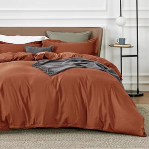 Bedsure Duvet Cover King Size - Soft Double Brushed Bedding Set for Kids & Adults, Zipper Closure, 3 Pieces, Includes 1 Duvet Cover (104"x90") & 2 Pillow Shams, NO Comforter, Terracotta