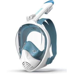 G2RISE Full Face Snorkel Mask Adults Snorkeling Set Gear for Kids with Detachable Camera Mount, Safe Breathing, Anti Fog Anti Leak (White Blue)