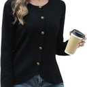 CiCiBird Women Striped Cardigan Sweaters 2025 Fall Button Knit Jacket Trendy Casual Long Sleeve Coat (Black, XL)