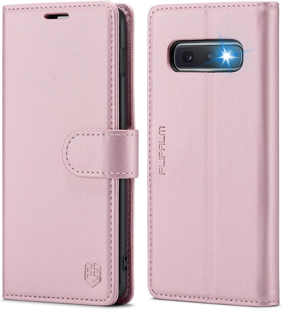 FLIPALM Wallet Case for Samsung Galaxy S10e 5.8"(Non S10 6.2"), RFID Blocking Credit Card Holder, PU Leather Folio Flip Kickstand Protective Shockproof Cover for Samsung S10e (Rose Gold)