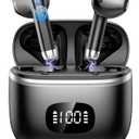Wireless Earbuds Bluetooth, In Ear Headphones Bluetooth 5.3 with HiFi Stereo Deep Bass, Ear buds with Noise Cancelling 4 ENC Mic, Dual LED Display, 40H Playtime Earphones for Phone Pad Laptop Computer (Black)