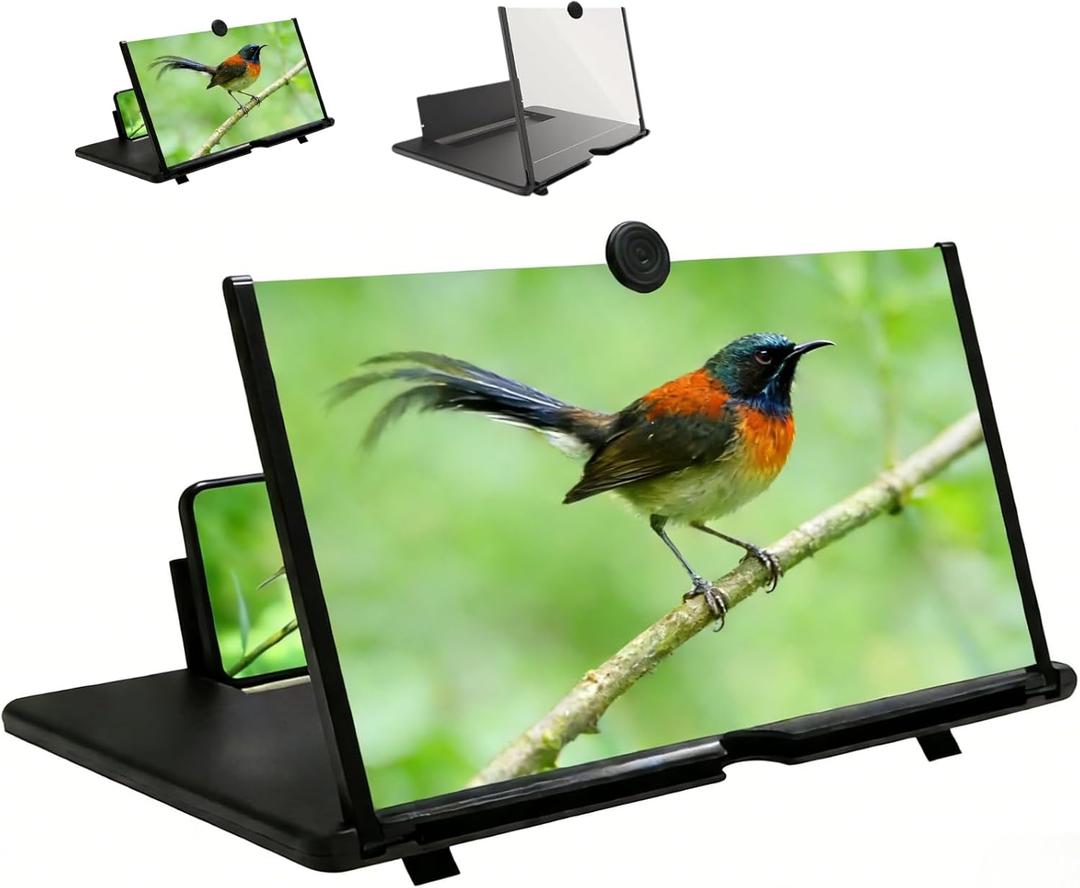 Big Screen Phone Magnifier,2026 New 3D Hd Smartphone Screen MagnifierPortable Mobile Phone Magnifier Projector for Movies & Gaming, Universal Compatible with All Smartphones (12in)