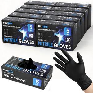 5 Mil 1000Pcs Food Grade Disposable Nitrile Gloves Medium | Latex Free, Powder Free, Textured, Touchscreen, for Restaurant, Massage, Hair Dye, Janitorial, Cooking, Cleannig