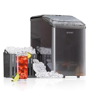 Nugget Ice Makers Countertop, Soft Pebble Ice Machine, Chewable Crushed Pellet Ice 42lbs/Day, Self-Cleaning Drainpipe Ice Maker for Party, Home, Kitchen, Bar, Office, Black