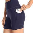 YUNOGA Women's High Waist Yoga Shorts Inseam Biker Shorts Workout Spandex Shorts with Pockets (XL, Navy)