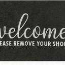 AAZZKANG Welcome Mat Outdoor Please Remove Your Shoes Doormat Non Slip Indoor Front Door Mats Quickly Trap Dirt Easy to Clean for Entrance High Traffic Areas Black (28" x 18")