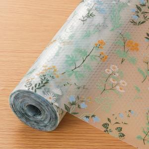INNOLITES Shelf Liners for Kitchen Cabinets Drawer Liner Waterproof & Oil-Proof, Non-Adhesive EVA with Floral Pattern Durable Washable, Easy to Cut (Sage Green, 17.5" x 78.7")
