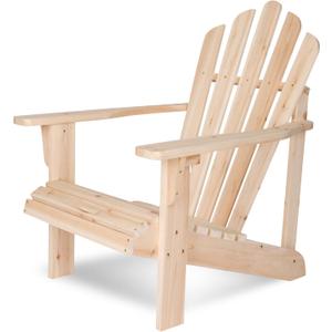 Shine Company Westport Wooden Adirondack Chair, Outdoor Patio Firepit Chairs, Back & Seat Pre-Assembled, Natural