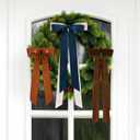 8 Pcs Christmas Wreath Bow Farmhouse Stripe Velvet Bows Ribbon Ornaments for Christmas Tree Topper Front Door Home Decor Winter Party Indoor Outdoor Decoration(Retro)