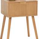 AWASEN Fluted Nightstand, Small Bedside Table with Storage Drawer, Accent End Table Living Room for Bedroom and Small Space, Brown