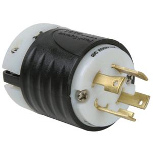 Legrand Pass & Seymour L1530PCC Turnlok Industrial Spec Grade Locking Plug, 30 Amp 3 Phase 250V, NEMA L15-30P, Black/White (1 Count)
