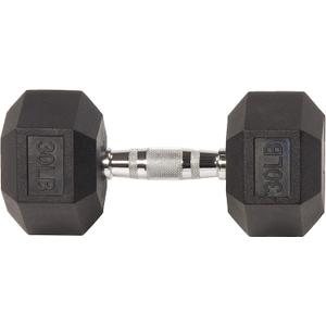 Fitvids Sporzon! Rubber Encased Hex Dumbbell, Single, Black