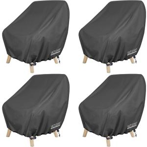 ULTCOVER Waterproof Patio Chair Cover  Outdoor Lounge Deep Seat Single Lawn Chair Cover 4 Pack Fits Up to 28W x 30D x 32H inches, Black