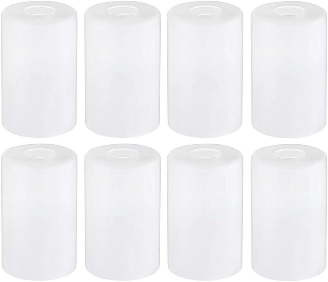Piano 8- Pack White Frosted Glass Light ShadeGlass Lamp Shade Replacements for Light FixturesCylinder Globe Glass Shades Covers for Pendant Lights Chandeliers Wall Sconces Bath Vanity Lights
