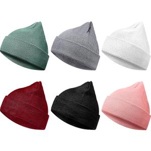 6 Pieces Multi-Color Unisex Beanies Cap Cuffed Beanie Cap Comfortable Warm Cold-Proof Knitted Hat