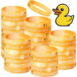 Soulchen 48 Pcs Duck Inspirational Silicone Wristbands, Yellow Gradient Motivational Quote Rubber Bracelets, Unisex Stretchy Wristbands with Uplifting Messages for Gift, Party, Decoration, 3 Styles