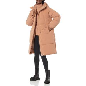Amazon Essentials Women's Oversized Long Puffer Jacket (Available in Plus Size) (5X, Light Brown)