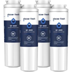 GLACIER FRESH UKF8001 Compatible with Whirlpool Refrigerator Water Filter 4, EDR4RXD1, EveryDrop Filter 4, 4396395, Maytag UKF8001, UKF8001AXX, WHR4RXD1, KAD4RXD1, 46-9006, Puriclean II, Pack of 4