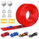 Mkobon 16 Ft Flexible Car Race Track, Flex Ramp with 12 Suction Cups, Compatible with Hot Wheels and Diecast 1/64th Cars, Double Tracks Long Rolls Up Portable Racetrack