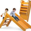 Wooden Slides for Toddlers, Indoor Toddler Slide, Foldable Kids Slide for Toddlers, Baby Slide for Playroom and Children's Room, Montessori Climbing Slide Toys for Babies, Toddlers, Children