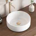 KES Round Vessel Sink, Bowl Sinks for Bathrooms 16 Inch Sink Bowl Above Counter Small Circular White Ceramic Vessel Sink Countertop for Cabinet Lavatory Vanity, BVS121