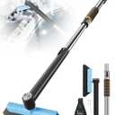helloleiboo 43.7" Extendable Ice Scrapers for Car Windshield for 12 Adjustable Length Settings with Foam Grip and 360 Pivoting Brush Head Detachable Snow Brush for Truck SUV(Blue)