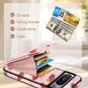 Petitian for Google Pixel 8Pro Case with Wallet - Women Girls Cute Girly Aesthetic Unique Design Leather Credit Card Holder Cardholder Stand Wristband for Pixel 8Pro, Strawberry