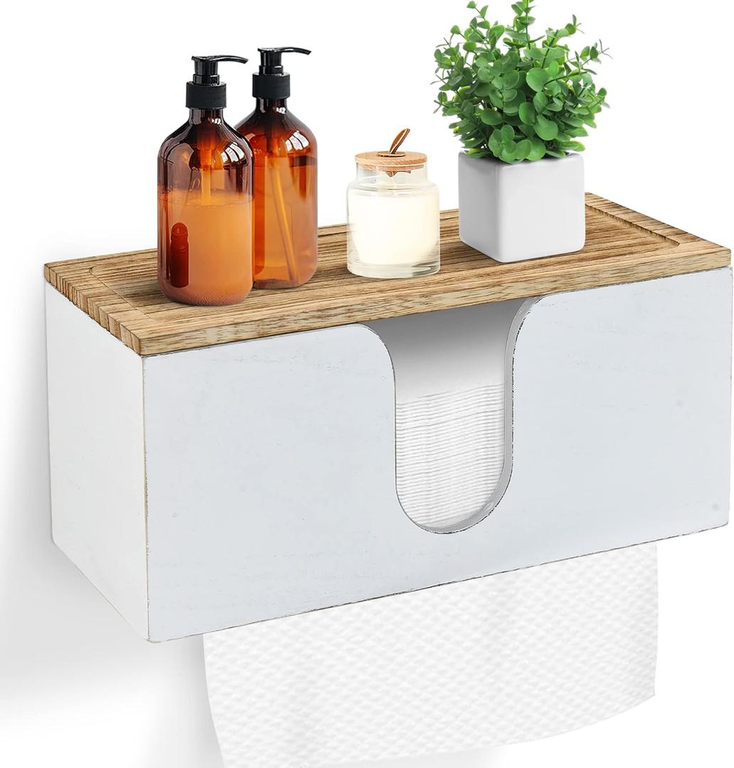 Solid Wood Paper Towel Dispenser Wall Mounted, Folded Paper Towel Holder with Lid, Commercial C-Fold, Z-Fold, Trifold Hand Paper Towel Holder Dispenser for Bathroom Kitchen Office (White) Solid Wood Paper Towel Dispenser Wall Mounted, Folded Paper Towel Holder with Lid, Commercial C-Fold, Z-Fold, Trifold Hand Paper Towel Holder Dispenser for Bathroom Kitchen Office (White)