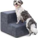 Best Pet Supplies Dog Stairs & Steps - Foam Steps for Small Dogs & Cats, Non-Slip Indoor Balanced Pet Step Support, Dog Ramp, No Assembly, Dark Gray Linen, 2-Step (12-Inch Height)