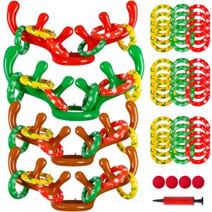 Max Fun Inflatable Reindeer Antler Ring Toss Christmas Games Indoor Outdoor Party Games Hat for Xmas Gifts Holiday Party Supplies Favors Games for Family