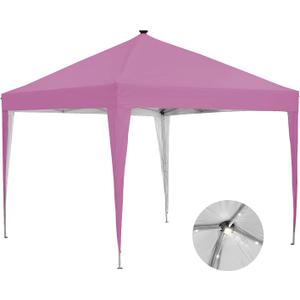 10 x 10 ft Pop-Up Canopy Tent Solar Power Led Light Portable Tailgating Party Tents Pink