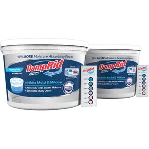 DampRid Hi-Capacity Moisture Absorber Bucket, Fragrance Free, 2 lb. 15.5 oz. & Moisture Detection Strip (1 Pack), Attracts & Traps Excess Moisture