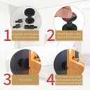 BOXOB 4pcs Adjustable Threaded Bed Frame Anti-Shake Tool, Upgraded Headboard Stoppers Bumper with Pads Easy Installation Wall Frame Stabilizers for Beds Cabinets Sofas (Black)