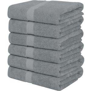 Utopia Towels 6 Pack Medium Bath Towel Set, 24 by 48 Inches, 500 GSM 100% Ring Spun Cotton, Lightweight and Highly Absorbent Quick Drying Premium Towels for Hotel, Spa and Bathroom, Cool Grey