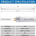 22 Inch F14T5/CW Fluorescent Light Bulb, 4100K Cool White, T5 14 Watt Fluorescent Replacement Bulb for Counter and Cabinet Fixture, G5 Base, 6 Pack