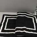 Uphome Bathroom Runner Rug, 18x47 Modern Black Long Bathroom Rug Non Slip Washable, Soft Plush Microfiber Absorbent Bath Mat Runner for Tub, Shower, Floor, Sink